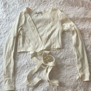 Zara long sleeve tie top